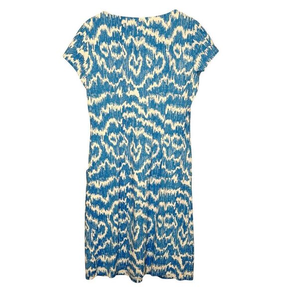 J McLaughlin Dress Size Medium Blue White Catalina Cloth - Picture 2 of 7